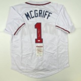 Autographed/Signed Fred McGriff Atlanta White Baseball Jersey JSA COA