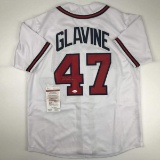 Autographed/Signed Tom Glavine Atlanta White Baseball Jersey JSA COA