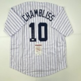 Autographed/Signed Chris Chambliss New York Pinstripe Baseball Jersey JSA COA