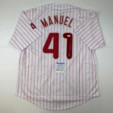 Autographed/Signed Charlie Manuel Philadelphia Pinstripe Baseball Jersey PSA/DNA COA
