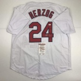 Autographed/Signed Whitey Herzog St. Louis White Baseball Jersey JSA COA