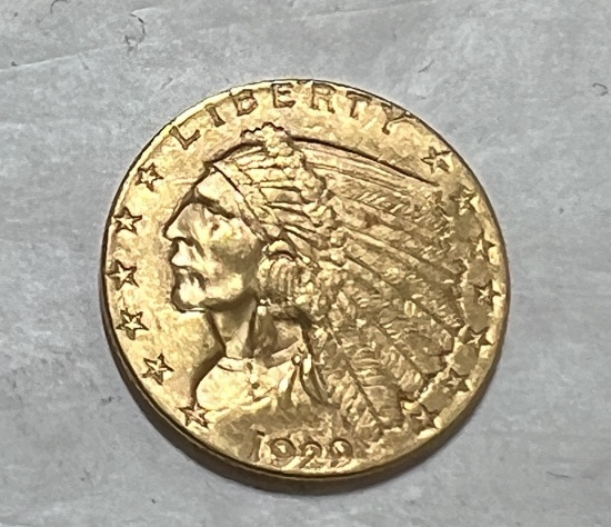 1929 $2.50 Gold Indian EF/AU