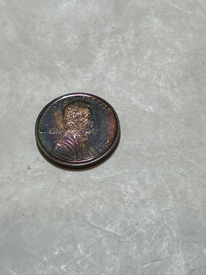 1995 S Lincoln Cent Proof Rainbow Toning