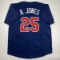 Autographed/Signed Andruw Jones Atlanta Blue Baseball Jersey JSA COA