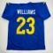 Autographed/Signed Kyren Williams Los Angeles LA Blue Football Jersey Beckett BAS COA #2