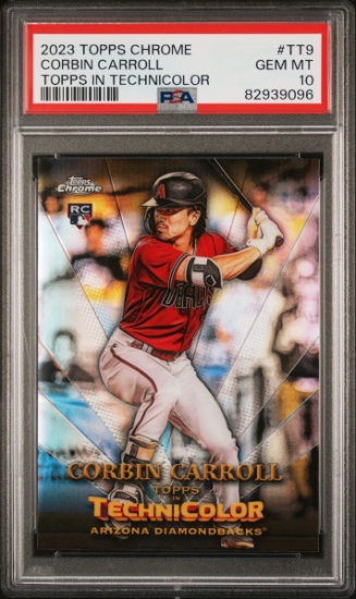 Graded 2023 Topps Chrome Corbin Carroll #TT9 Topps In Technicolor Rookie RC Card PSA 10 Gem Mint