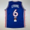 Autographed/Signed Julius Erving Dr. J Philadelphia Blue Basketball Jersey JSA COA