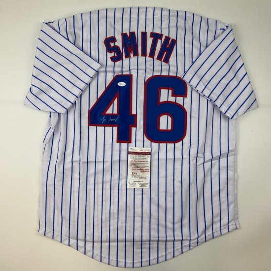 Autographed/Signed Lee Smith Chicago Pinstripe Baseball Jersey JSA COA
