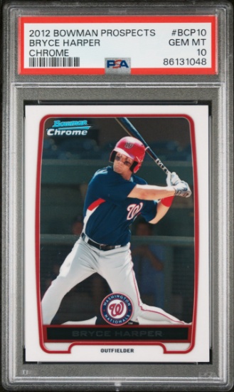 Graded 2012 Topps Bowman Prospects Bryce Harper #BCP10 Chrome Rookie RC Card PSA 10 Gem Mint