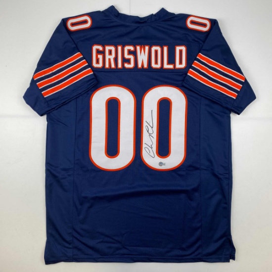 Autographed/Signed Chevy Chase Clark Griswold Christmas Vacation Chicago Blue Jersey Beckett BAS COA
