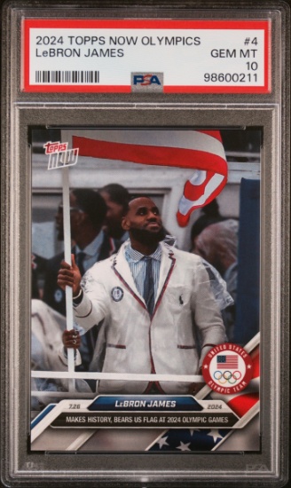 Graded 2024 Topps Now Olympics LeBron James #4 Basketball Card PSA 10 Gem Mint