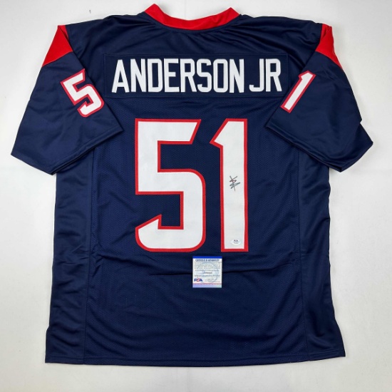 Autographed/Signed Will Anderson Jr. Houston Blue Football Jersey PSA/DNA COA