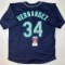 Autographed/Signed Felix Hernandez Seattle Blue Baseball Jersey JSA COA