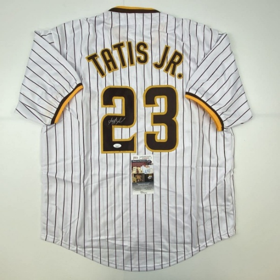 Autographed/Signed Fernando Tatis Jr. San Diego Pinstripe Baseball Jersey JSA COA