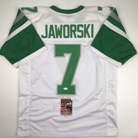 Autographed/Signed Ron Jaworski Philadelphia White Football Jersey JSA COA