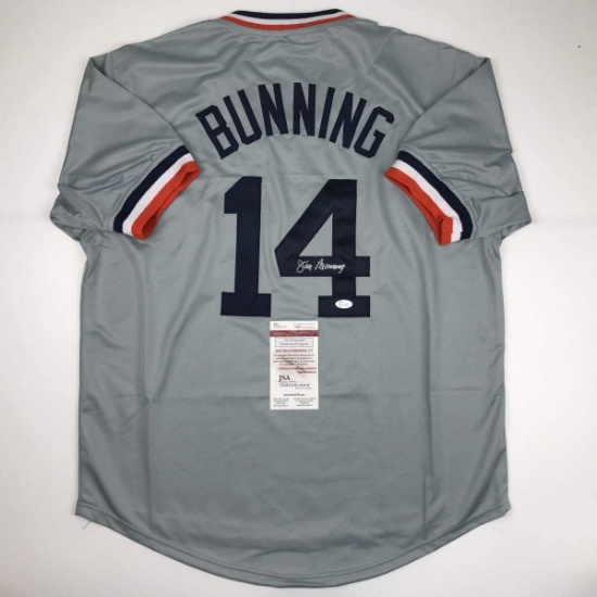 Autographed/Signed Jim Bunning Detroit Grey Baseball Jersey JSA COA