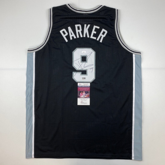 Autographed/Signed Tony Parker San Antonio Black Basketball Jersey JSA COA