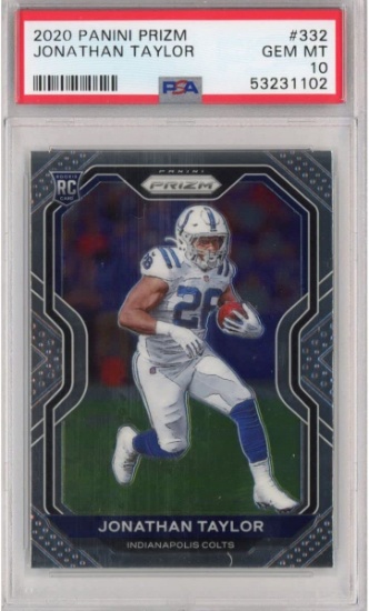 Graded 2020 Panini Prizm Jonathan Taylor #332 Rookie RC Football Card PSA 10 Gem Mint
