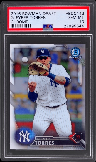 Graded 2016 Topps Bowman Draft Gleyber Torres #BDC143 Chrome Rookie RC Baseball Card PSA 10 Gem Mint