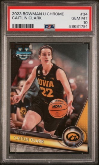 Graded 2023 Topps Bowman U Chrome Caitlin Clark #34 Rookie RC Basketball Card PSA 10 Gem Mint