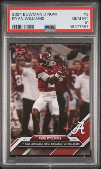 Graded 2024 Topps Bowman U Now Ryan Williams #2 Rookie RC Football Card PSA 10 Gem Mint