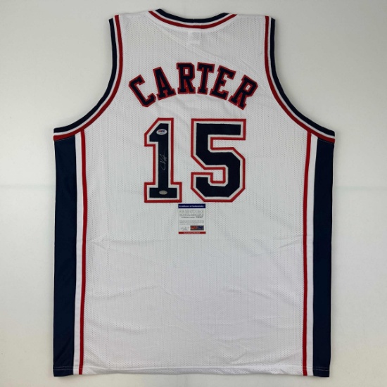 Autographed/Signed Vince Carter New Jersey NJ White Basketball Jersey PSA/DNA COA