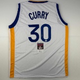 Autographed/Signed Stephen Steph Curry Golden State White Basketball Jersey JSA COA