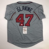 Autographed/Signed Tom Glavine Atlanta Grey Baseball Jersey JSA COA