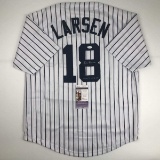 Autographed/Signed Don Larsen New York Pinstripe Baseball Jersey JSA COA