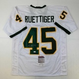 Autographed/Signed Rudy Ruettiger Notre Dame White/Green College Football Jersey JSA COA