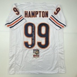 Autographed/Signed Dan Hampton HOF 2002 Chicago White Football Jersey JSA COA