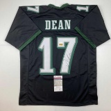 Autographed/Signed Nakobe Dean Philadelphia Black Football Jersey JSA COA