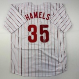 Autographed/Signed Cole Hamels Philadelphia Pinstripe Baseball Jersey Beckett BAS COA