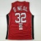 Autographed/Signed Shaquille Shaq O'Neal Miami Red Basketball Jersey JSA COA