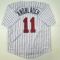 Autographed/Signed Chuck Knoblauch Minnesota Pinstripe Baseball Jersey Leaf Authentic COA