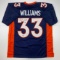 Autographed/Signed Javonte Williams Denver Blue Football Jersey Beckett BAS COA