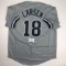 Autographed/Signed Don Larsen WS PG 10-8-56 New York Grey Baseball Jersey Beckett BAS COA