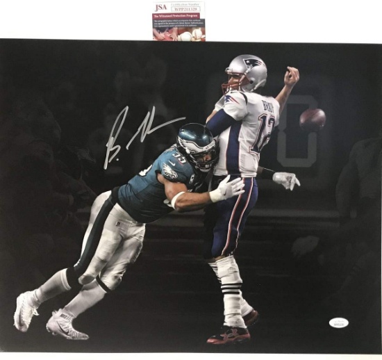 Autographed/Signed Brandon Graham Philadelphia Eagles Super Bowl LII 52 16x20 Football Photo JSA COA