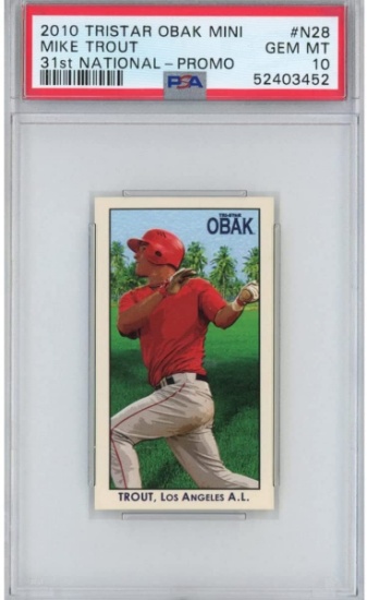 Graded 2010 Tristar Obak Mini Mike Trout #N28 31st National Promo Rookie RC Card PSA 10 Gem Mint