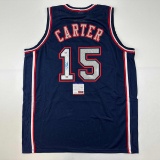 Autographed/Signed Vince Carter New Jersey NJ Navy Blue Basketball Jersey PSA/DNA COA