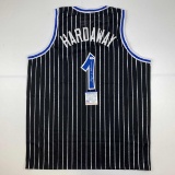 Autographed/Signed Anfernee Penny Hardaway Orlando Black Pinstripe Basketball Jersey PSA/DNA COA