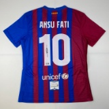 Autographed/Signed Ansu Fati FC Barcelona Blue Soccer Jersey Beckett BAS COA