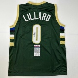 Autographed/Signed Damian Lillard Milwaukee Green Basketball Jersey JSA COA