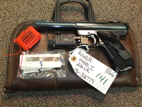 RUGER MARK I 22LR HEAVY BARREL TARGET SIGHTS WITH BEAMSHOT LASER S/N 15-32779, TAG -  1866