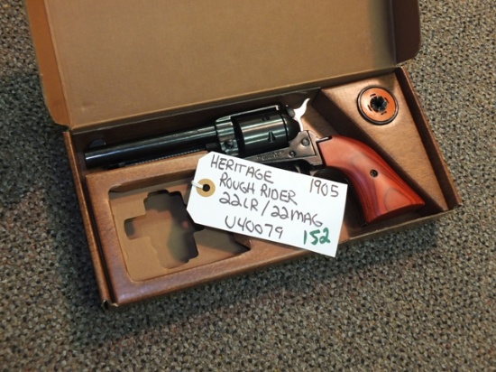 HERITAGE ROUGH RIDER 22LR/22 MAGNUM NEW WITH BOX S/N U40079, TAG -  1905