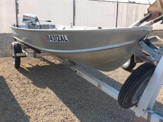 ALUM BOAT, EZ LOAD TRAILER, JOHNSON 9.9HP OUTBOARD VIN: OMCS2115L394