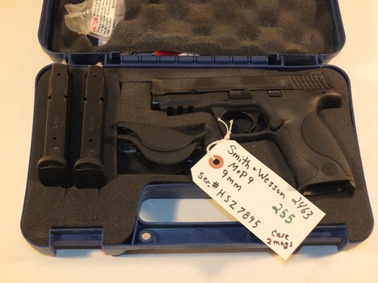 SMITH AND WESSON M&P 9   9MM  WITH BOX AND 2 MAGS  S/N HSZ7895, TAG# 2463