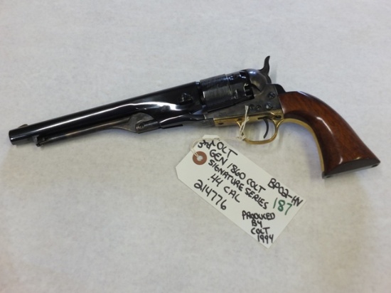 COLT 3RD GEN 1860 COLT SIGNATURE SERIES BLACKPOWDER .44 CAL PRODUCED 1994 S/N 214776, TAG# BP02-HV