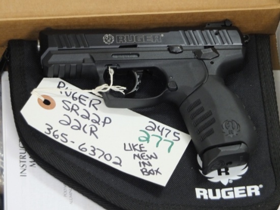 RUGER SR22P 22LR LIKE NEW IN BOX S/N 365-63702, TAG#2475