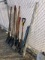 SHOVEL GROUP: (9) SHOVELS, (2) SLEDGE HAMMERS, CRAIN ELEVATION STICK